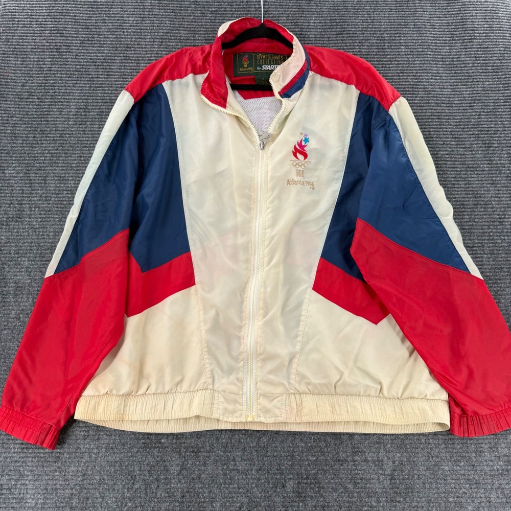 Vintage Starter 1996 Atlanta Olympics USA Windbreaker Jacket XL Red White Blue